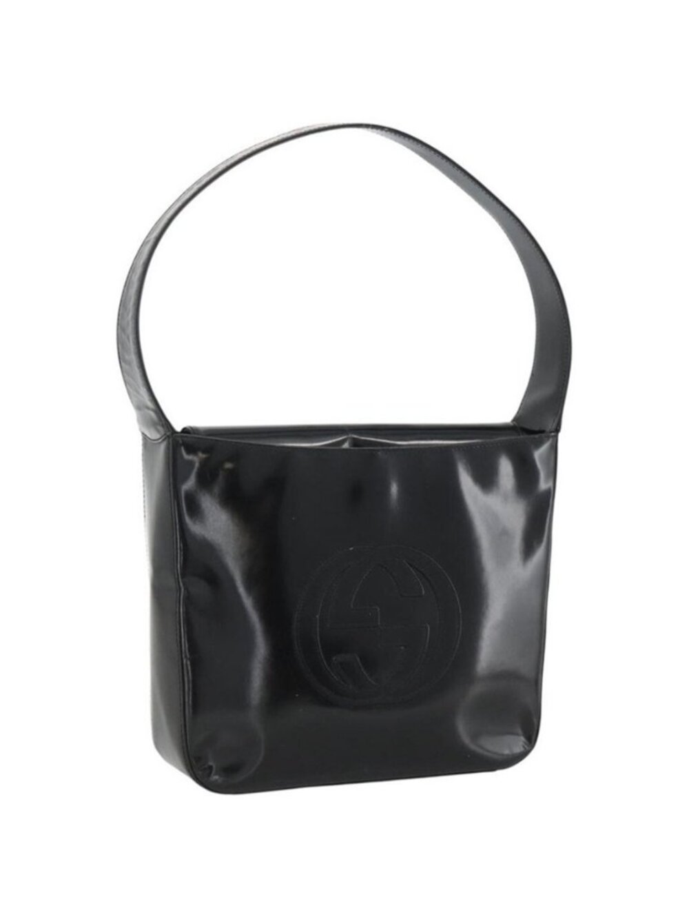 Authentic GUCCI Soho Shoulder Bag Patent leather Black Silver 000 1013 0506